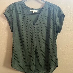 Green Polka Dot V-Neck Top